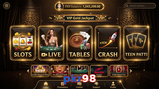 Main screen of Pkr98 casino page for PK players