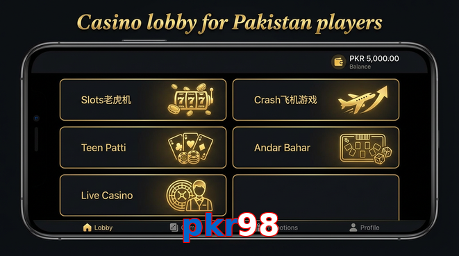 Lobby view of Pkr98 for Pakistan users
